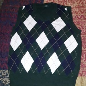 Argyle Vest Sweater Green White Navy Blue Sm